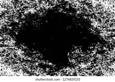 Vector grunge overlay texture. Black and white background. Abstract monochrome image includes a faded effect in dark tones