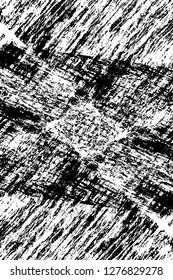 Vector grunge overlay texture. Black and white background. Abstract monochrome image includes a faded effect in dark tones