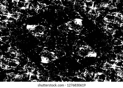 Vector grunge overlay texture. Black and white background. Abstract monochrome image includes a faded effect in dark tones