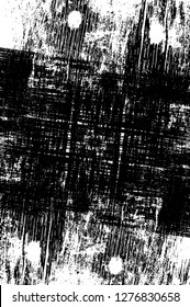 Vector grunge overlay texture. Black and white background. Abstract monochrome image includes a faded effect in dark tones