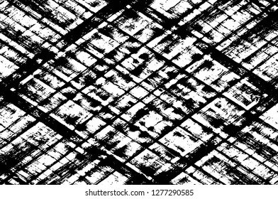 Vector grunge overlay texture. Black and white background. Abstract monochrome image includes a faded effect in dark tones
