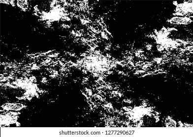 Vector grunge overlay texture. Black and white background. Abstract monochrome image includes a faded effect in dark tones