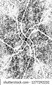 Vector grunge overlay texture. Black and white background. Abstract monochrome image includes a faded effect in dark tones