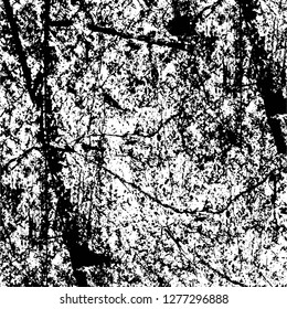 Vector grunge overlay texture. Black and white background. Abstract monochrome image includes a faded effect in dark tones