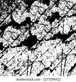 Vector grunge overlay texture. Black and white background. Abstract monochrome image includes a faded effect in dark tones