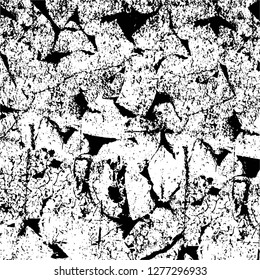 Vector grunge overlay texture. Black and white background. Abstract monochrome image includes a faded effect in dark tones