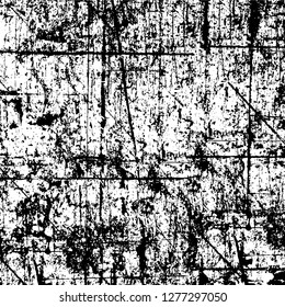 Vector grunge overlay texture. Black and white background. Abstract monochrome image includes a faded effect in dark tones