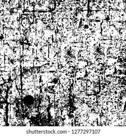 Vector grunge overlay texture. Black and white background. Abstract monochrome image includes a faded effect in dark tones