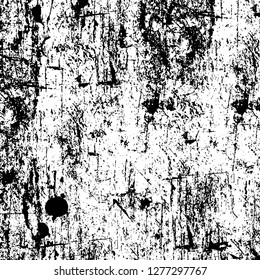 Vector grunge overlay texture. Black and white background. Abstract monochrome image includes a faded effect in dark tones