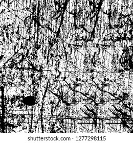 Vector grunge overlay texture. Black and white background. Abstract monochrome image includes a faded effect in dark tones