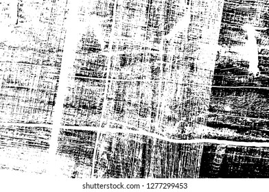 Vector grunge overlay texture. Black and white background. Abstract monochrome image includes a faded effect in dark tones