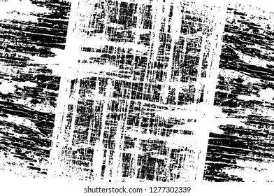 Vector grunge overlay texture. Black and white background. Abstract monochrome image includes a faded effect in dark tones