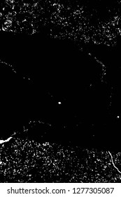 Vector grunge overlay texture. Black and white background. Abstract monochrome image includes a faded effect in dark tones
