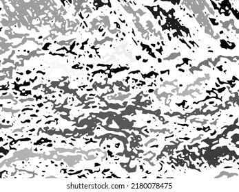 Vector Vector: textura superpuesta de grunge. Fondo blanco y negro. La imagen abstracta monocromática incluye un efecto descolorido en tonos oscuros, textura superpuesta de pistolas. Fondo blanco y negro.