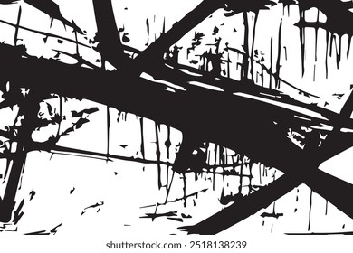 Vector grunge overlay texture. Black and white background. Black and white background. Grunge background abstract. Texture black and white from cracks, chips and stains.