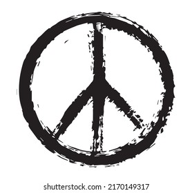 Vector grunge pacifist sign.Dirty peace symbol.
