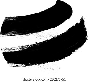 Vector Grunge Paint Brush . Curved Stroke . Vector 