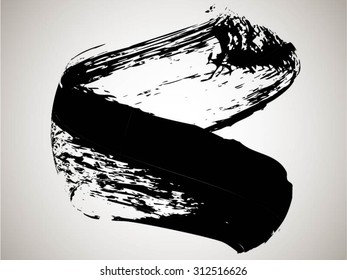 Vector Grunge Paint Brush . Curved Brush Stroke . Vector Logo Design Template . Twirl Grunge Shapes .