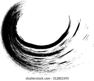 Vector Grunge Paint Brush . Curved Brush Stroke . Vector Logo Design Template . Twirl Grunge Shapes .