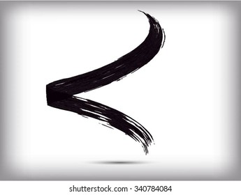 Vector Grunge Paint Brush . Curved Brush Stroke . Vector Logo Design Template . Twirl Grunge Shapes .