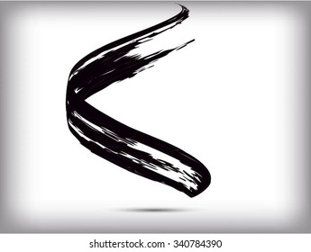 Vector Grunge Paint Brush . Curved Brush Stroke . Vector Logo Design Template . Twirl Grunge Shapes 