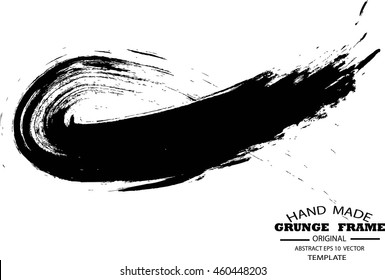 Vector Grunge Paint Brush . Curved Brush Stroke . Vector Logo Design Template . Twirl Grunge Shapes .