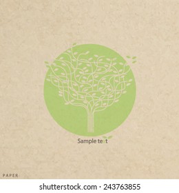 Vector grunge paper texture stylized vector tree and icon