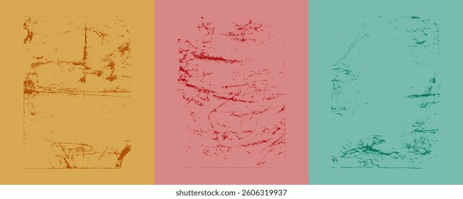 Vector grunge paper textures. Stamp overlay with old, grainy, worn, vintage dust and scratch effect. Set of crumpled sheets for background.
