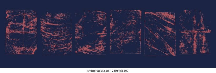 Vector grunge paper textures. Stamp overlay with old, grainy, worn, vintage dust and scratch effect. Set of crumpled sheets for background.
