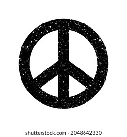 Vector Grunge Peace Symbol on White Background