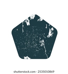 Vector Grunge pentagon Stamp. Distress grain surface dust and rough background concept. Overlay texture stamps with banners, logos, icon, label and badges.