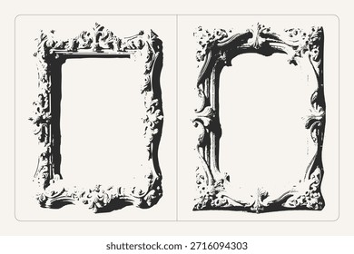 Vector grunge photo frame with textured bas-relief surface, ideal for posters, banners, and vintage design.