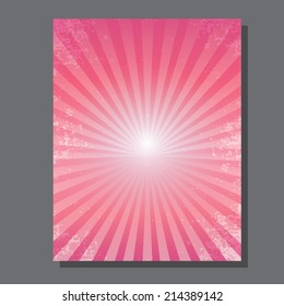 Vector grunge pink girl background with ray of light . abstract background template for cover or website design. pink rays  background vector