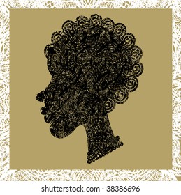 Vector grunge portrait of a beautiful african girl