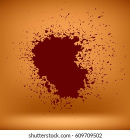 Vector Grunge Red Blood Blob on Orange Wall