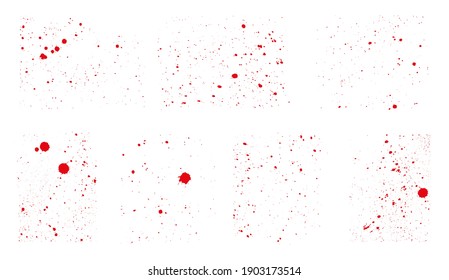 Vector grunge red paint splatters set.