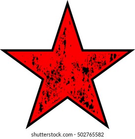 Vector grunge red star. 