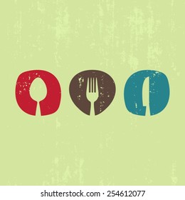 Vector grunge restaurant menu design with cutlery symbols