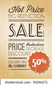Vector grunge retro sale background with place for your text