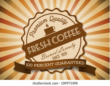 Vector grunge retro vintage background with coffee label and place for your text