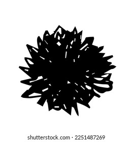 Vector grunge round brush. Black stroke, stain, ink, dry brush image. A dirty artistic hand-drawn element isolated on white background. Circle paintbrush touch, smear, blot, star. Vector illustration