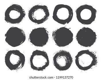 Vector grunge round shapes.Grunge circle frames.