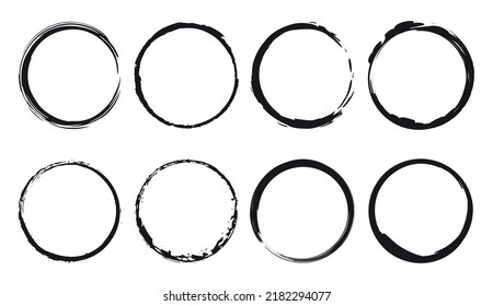 Vector grunge round shapes.Grunge circles set.