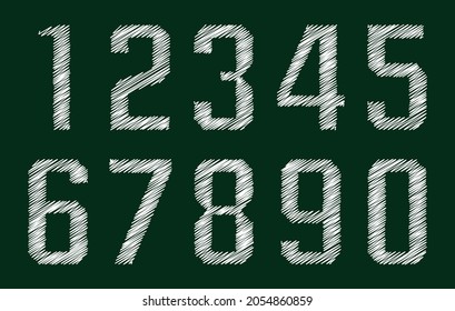Vector grunge scribble numbers set.