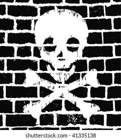 vector grunge scull on wall