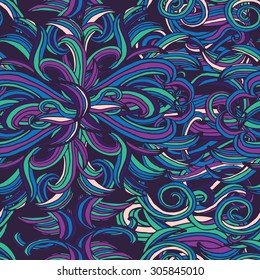 Vector grunge seamless wave hand-drawn pattern, waves background (seamlessly tiling).Can be used for wallpaper, pattern fills, web page background,surface textures. Vector hand-drawn waves texture