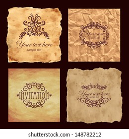 vector grunge set with 4 textures of old papers with vignettes