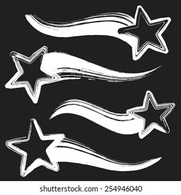 Vector Grunge Set Of Shooting Stars. Elements For Your Design.