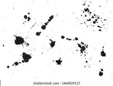 VECTOR Grunge Set Splashes, drops, blots, spreading spots of black ink on white background with a translucent texture