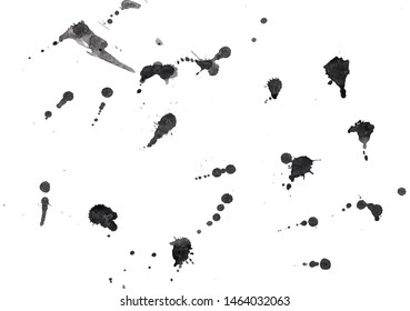 VECTOR Grunge Set Splashes, drops, blots, spreading spots of black ink on white background with a translucent texture